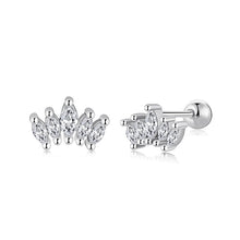 Load image into Gallery viewer, 925 Sterling Silver Clear CZ Marque Earrings