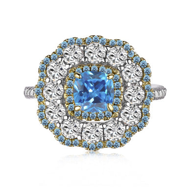 925 Sterling Silver Blue CZ Vintage Ring
