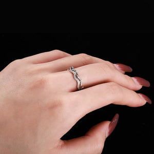 925 Sterling Silver CZ Double Wave Band Ring