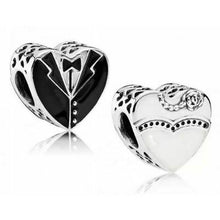 Load image into Gallery viewer, 925 Sterling Silver His and Hers Wedding Outfit Heart Bead Charm