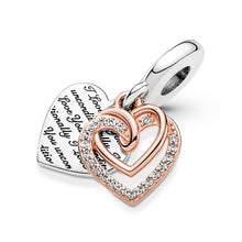 Load image into Gallery viewer, 925 Sterling Silver Entwined Hearts Dangle Charm