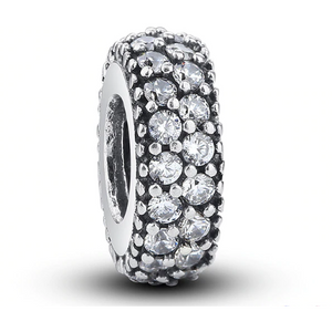 925 Sterling Silver Sparkling Clear CZ Spacer