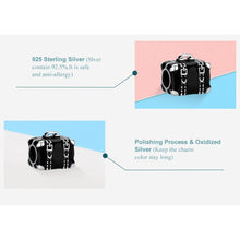 Load image into Gallery viewer, 925 Sterling Silver Travelling Suitcase Black Enamel Charm