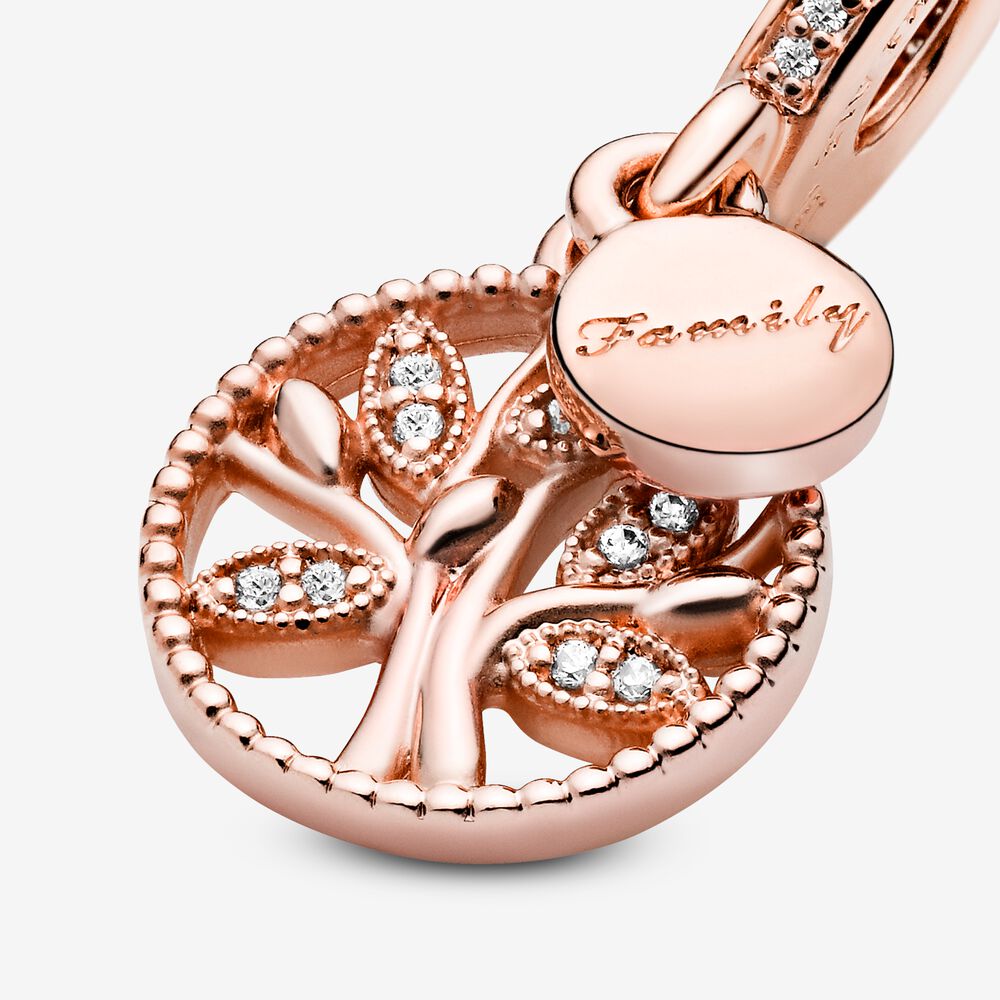 Rose Gold Plated Family Tree Of Life Dangle Charm