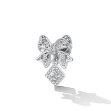Load image into Gallery viewer, 925 Sterling Silver CZ Dainty Lace Bow Bead Charm