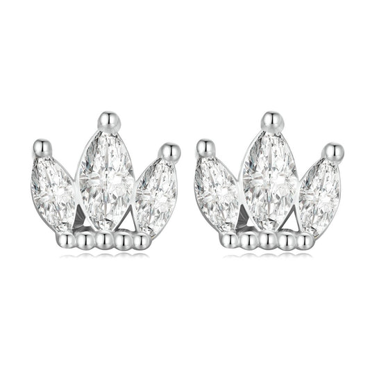 Small Cz Crown Screw On Stud Earring