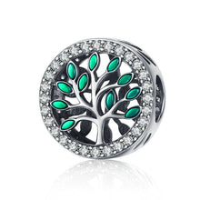 Load image into Gallery viewer, 925 Sterling Silver Green CZ Tree of Life Bead Charm