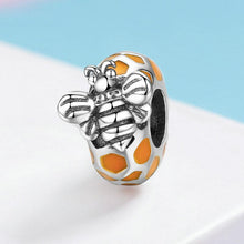 Load image into Gallery viewer, 925 Sterling Silver Orange Honey Bee Bead Charm