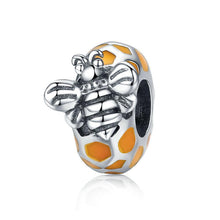 Load image into Gallery viewer, 925 Sterling Silver Orange Honey Bee Bead Charm