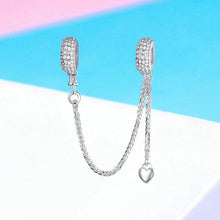 Load image into Gallery viewer, 925 Sterling Silver Dangle Heart SILICONE Safety Chain