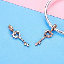 Load image into Gallery viewer, Rose Gold CZ Clear Key Dangle Charm