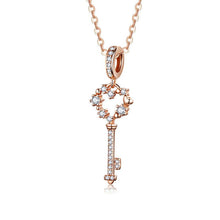 Load image into Gallery viewer, BAMOER LUCKY SHINING KEY ROSE GOLD 925 SILVER PEANDANTS SCC1122