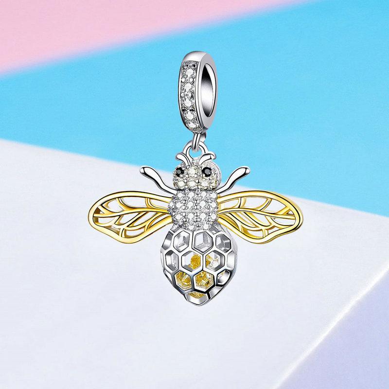 GOLD PLATED CZ Bee Dangle Charm