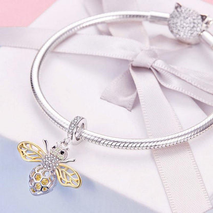 GOLD PLATED CZ Bee Dangle Charm