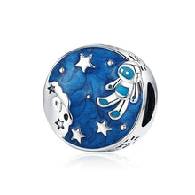 Load image into Gallery viewer, 925 Sterling Silver Man On The Moon Blue Enamel Bead Charm