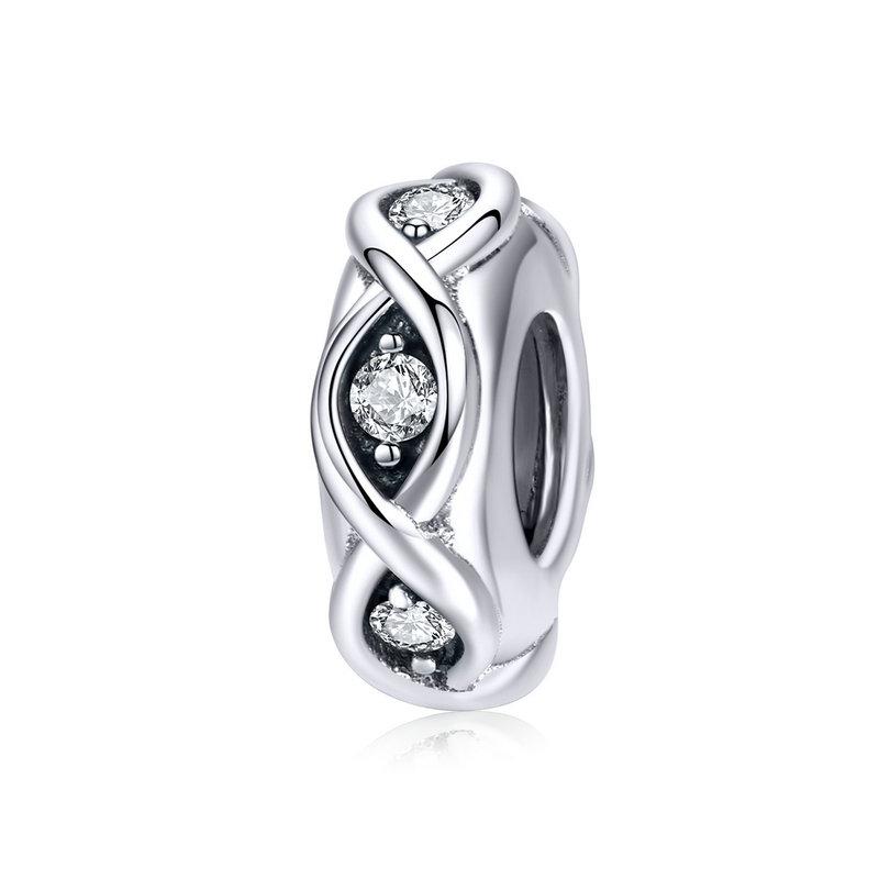 925 Sterling Silver Vintage CZ Infinity Patterned Spacer Charm