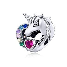 Load image into Gallery viewer, 925 Sterling Silver Colourful CZ Mom Unicorn Bead Charm