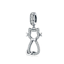 Load image into Gallery viewer, 925 Sterling Silver CZ Oh My Cat Dangle Charm