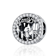 Load image into Gallery viewer, 925 Sterling Silver CZ Loving Family Bead Charm