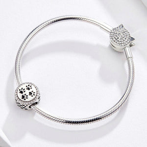 925 Sterling Silver Paw Prints Bead Charm