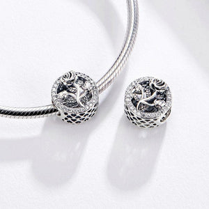 925 Sterling Silver CZ Rose Bead Charm