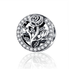Load image into Gallery viewer, 925 Sterling Silver CZ Rose Bead Charm