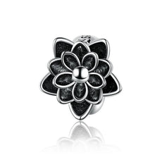 Load image into Gallery viewer, 925 Sterling Silver Black Enamel Lotus Spacer/Stopper