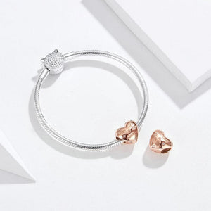 Rose Gold PLATED Forever and Always Heart Bead Charm
