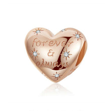 Load image into Gallery viewer, Rose Gold PLATED Forever and Always Heart Bead Charm