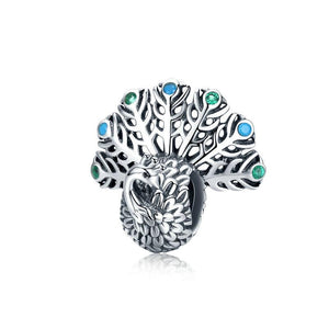 925 Sterling Silver Peacock Bead Charm