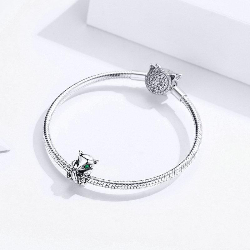 Baby Fox Green Eyed Bead Charm