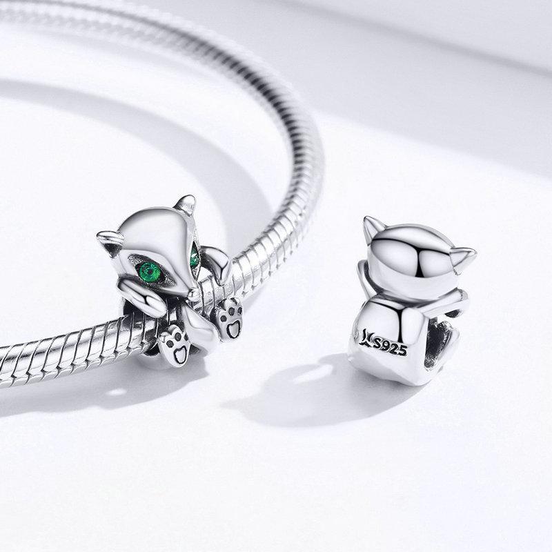 Baby Fox Green Eyed Bead Charm