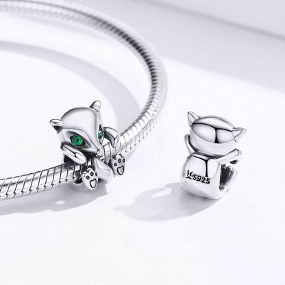 Baby Fox Green Eyed Bead Charm