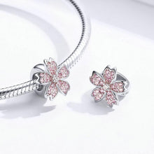 Load image into Gallery viewer, 925 Sterling Silver Pink CZ Cherry Blossom Spacer/Stopper