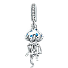 Load image into Gallery viewer, 925 Sterling Silver Jellyfish Blue CZ Dangle Charm