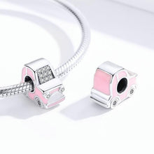 Load image into Gallery viewer, 925 Sterling Silver Super Cute Pink Car Bead Charm