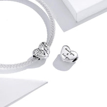 Load image into Gallery viewer, 925 Sterling Silver CZ Angel Wings Motherly Love Heart Bead Charm