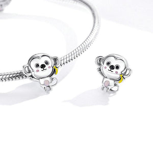 925 Sterling Silver Funny Baby Monkey Bead Charm