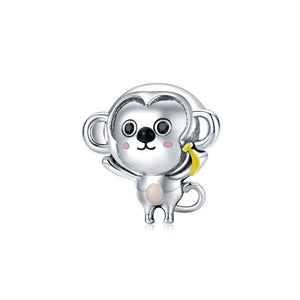 925 Sterling Silver Funny Baby Monkey Bead Charm