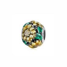 Load image into Gallery viewer, 925 Sterling Silver Yellow Enamel Sunflower Bead Charm