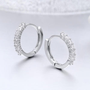 925 Sterling Silver CZ Crystal Circle Round Earrings for Women