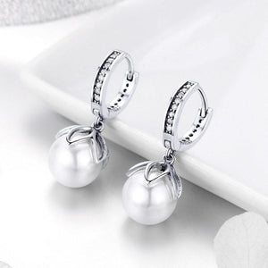 925 Sterling Silver Imitation pearl Drop Earrings