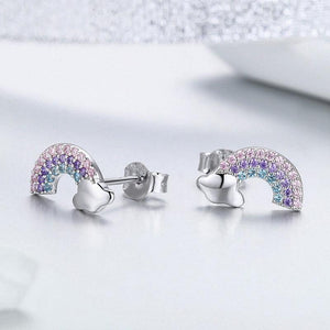 925 Sterling Silver Rainbow Stud Earrings