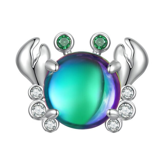 Rainbow CZ Murano Glass Crab Bead Charm