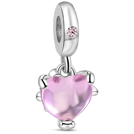Pink Tree Of Life Heart Dangle Charm