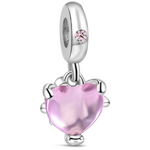 Load image into Gallery viewer, 925 Sterling Silver Pink Tree Of Life Heart Dangle Charm