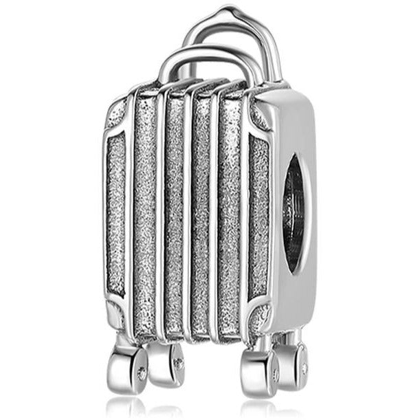 925 Sterling Silver Travel Suitcase Bead Charm