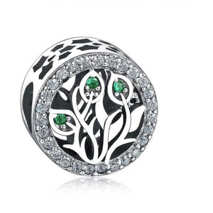 925 Sterling Silver Green CZ Growing Leaf Bead Charm