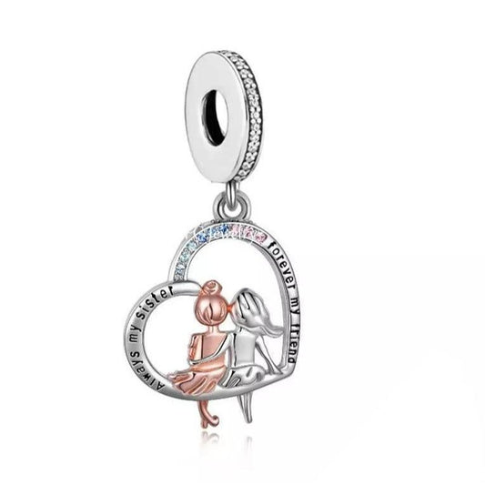 Two Tone Always my Sister Forever my Friend Dangle Charm