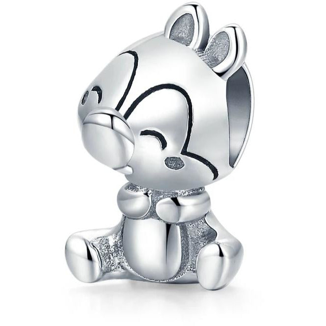 925 Sterling Silver Tiny Girl Squirrel Bead Charm